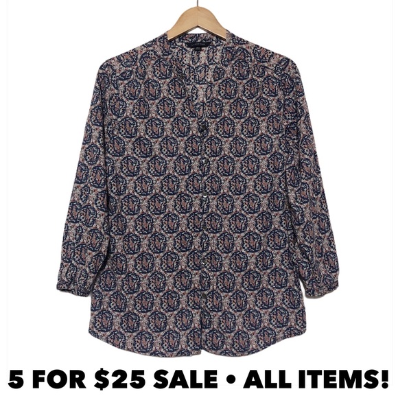 Lands End Printed Blouse
